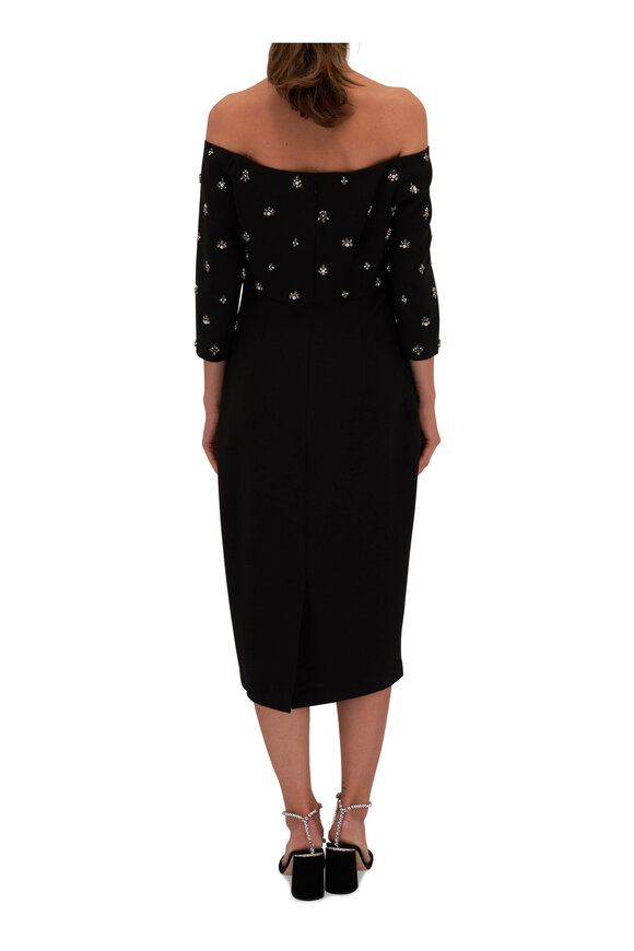 Sachin + Babi - Fatima Black Embellished Stretch Crepe Midi Dress 