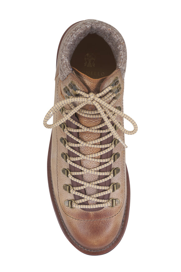 Brunello Cucinelli Chestnut Leather Hiking Boot - view 7