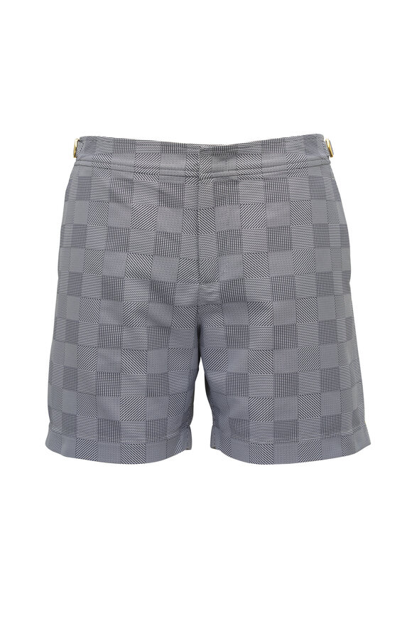 Orlebar Brown Bulldog Black & White Glen Check Swim Trunk