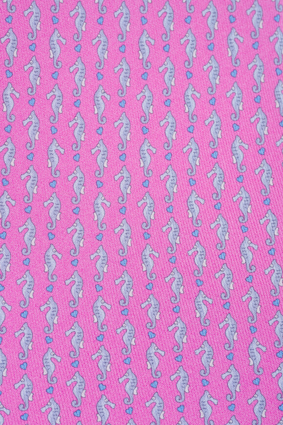 Ferragamo Pink Seahorse Print Silk Necktie - view 2