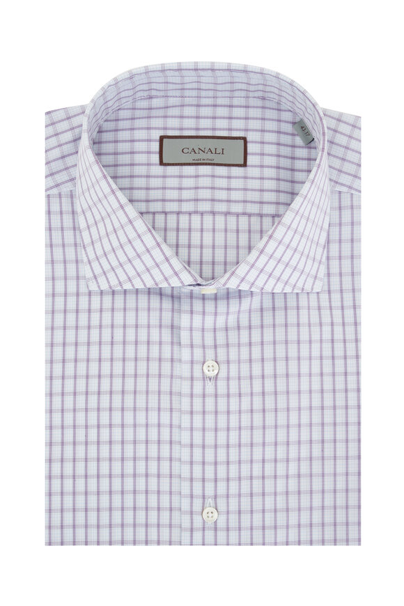 Canali - Raspberry Windowpane Plaid Dress Shirt