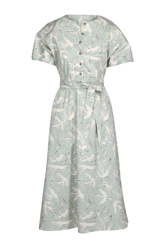 Altuzarra Paulina Desert Sage Bird Midi Dress - view 1
