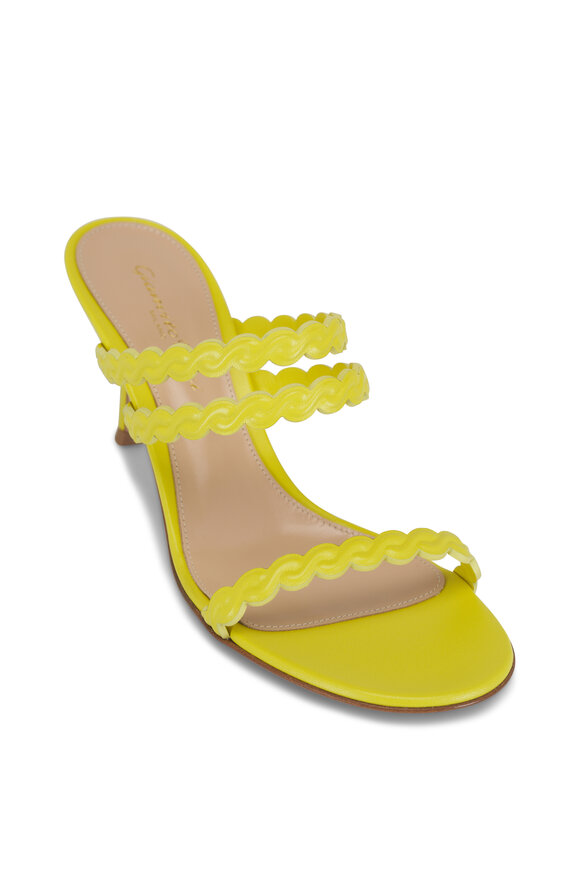 Gianvito Rossi Kay Yellow Leather Sandal, 70mm