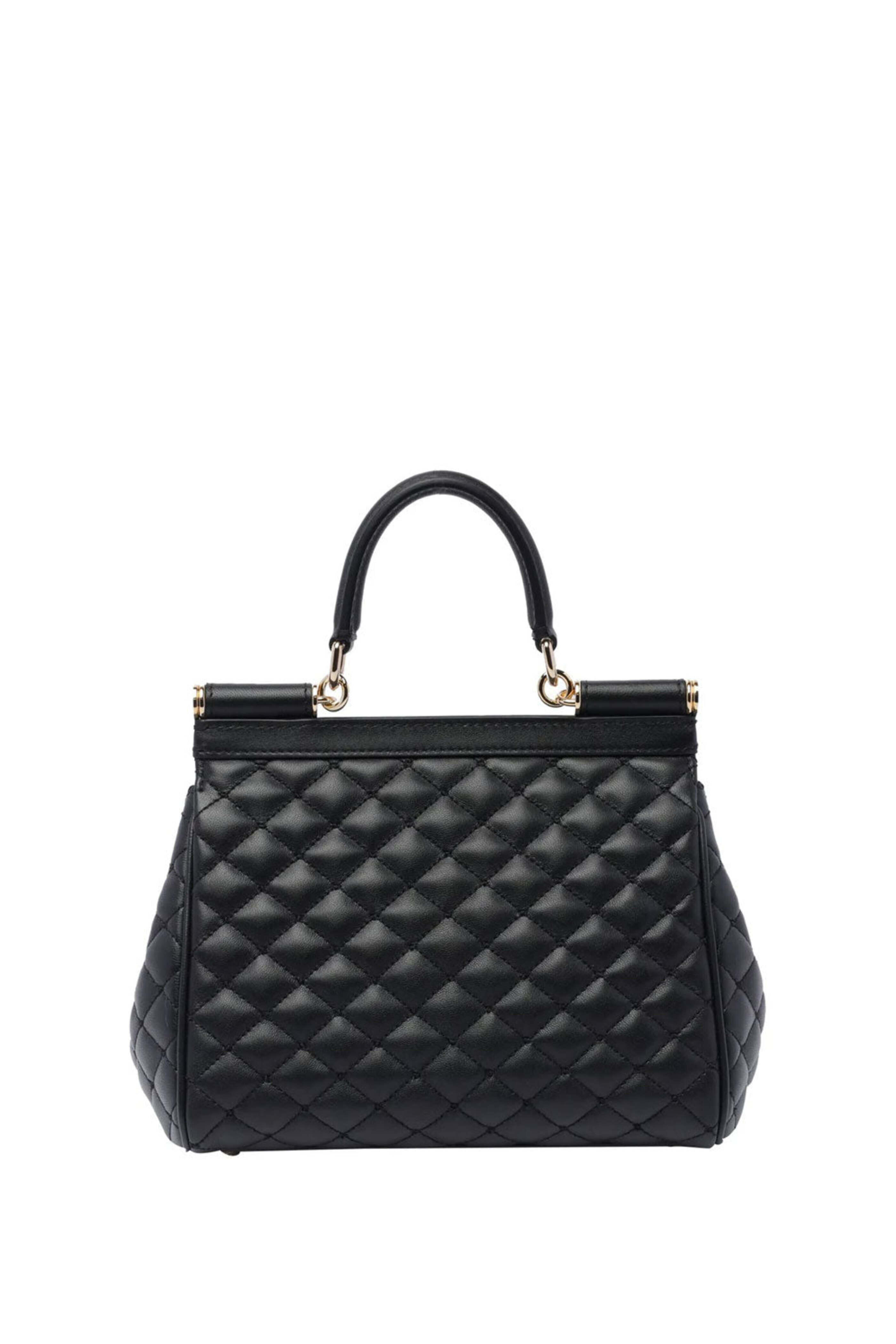 Dolce & Gabbana - Medium Sicily Quilted Top Handle Bag in Black