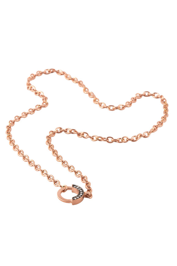 Sylva & Cie Rose Gold Gray Diamond Moon Necklace - view 1