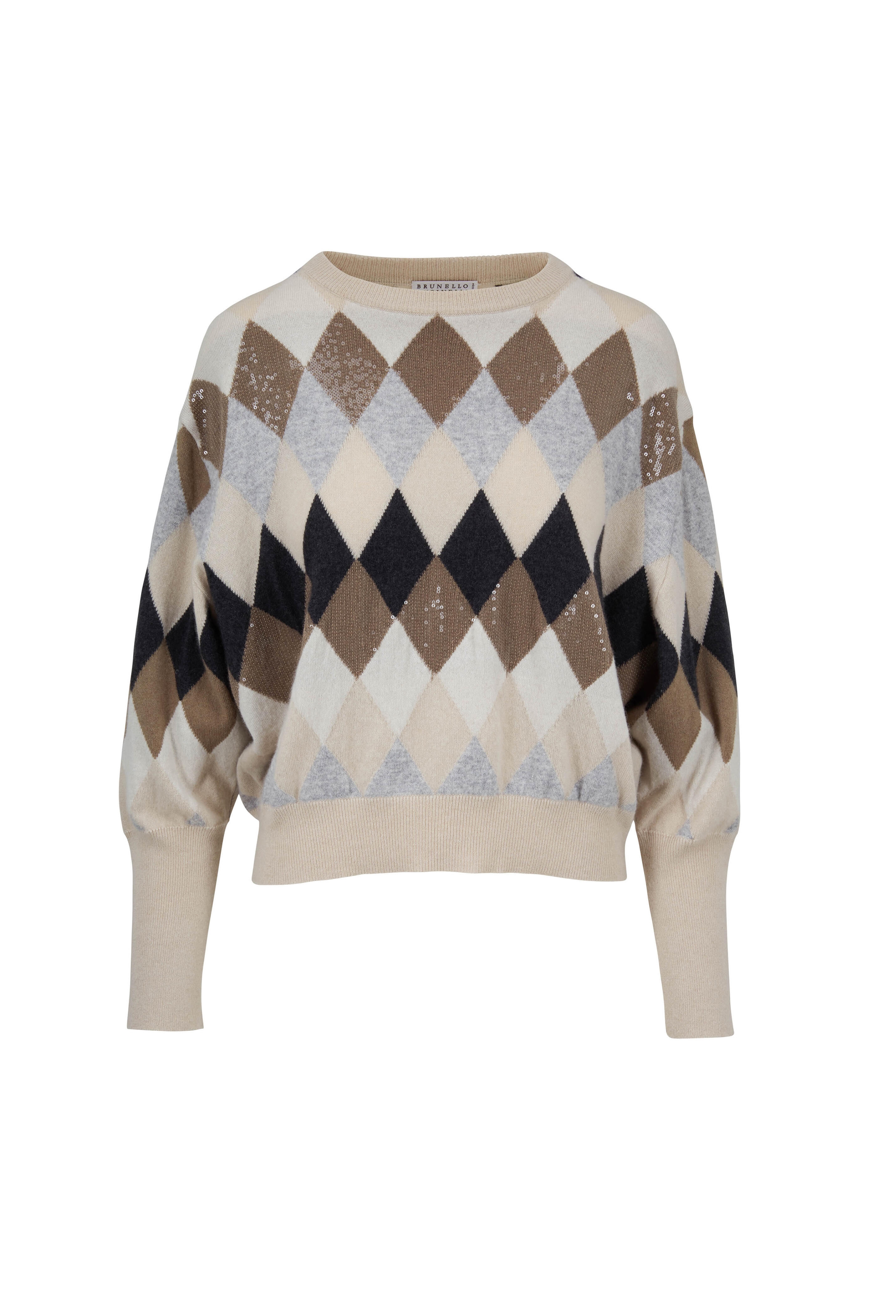 Brunello Cucinelli - Oat Cashmere Argyle Sweater