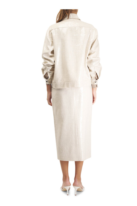 Kiton Beige Sequin Embellished Jacket - view 4