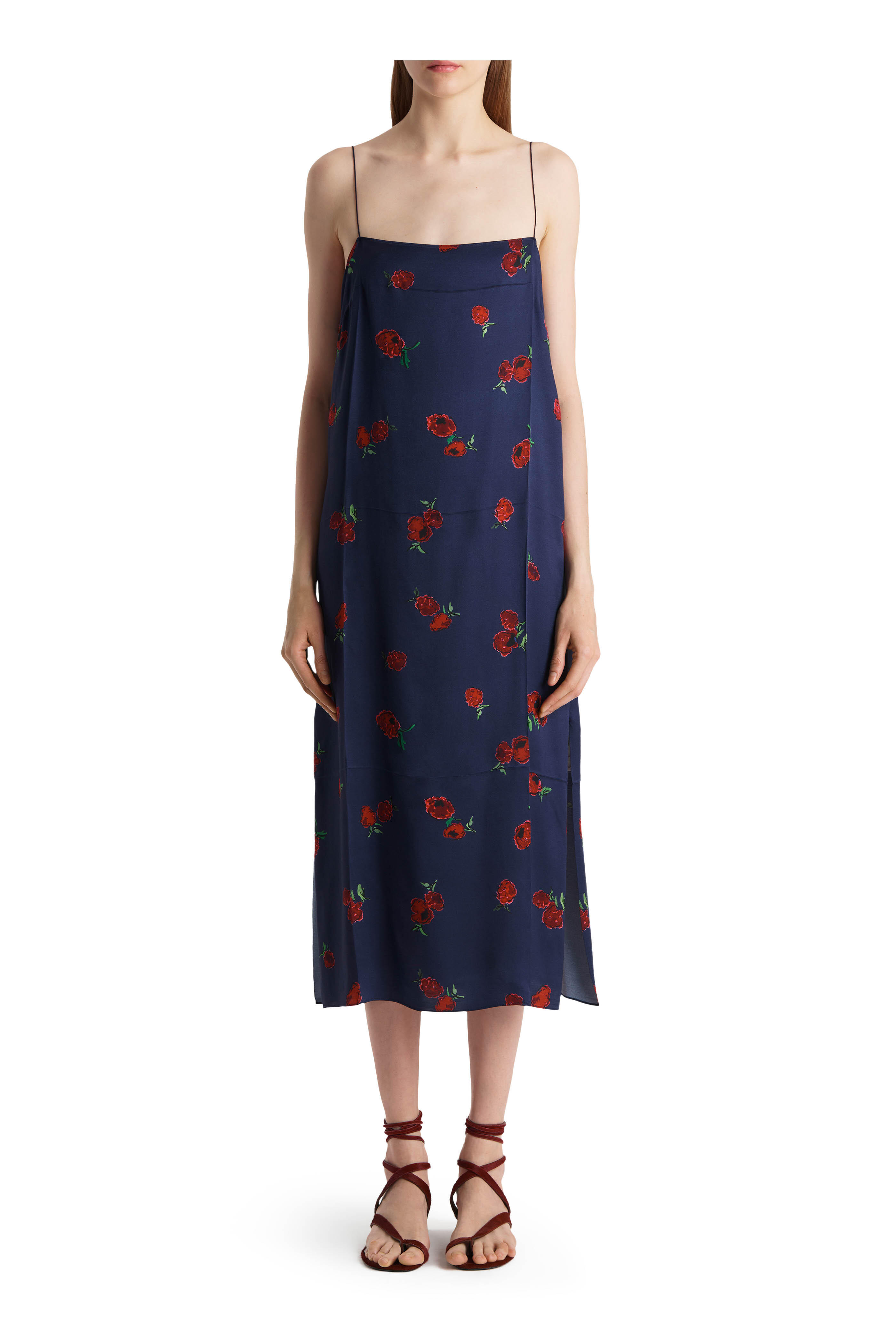 Khaite - Sicily Amethyst & Raspberry Print Midi Dress