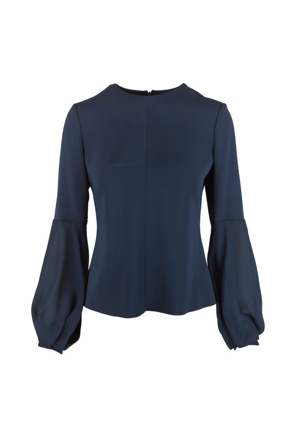 Cushnie - Navy Blue Billow Sleeve Blouse 