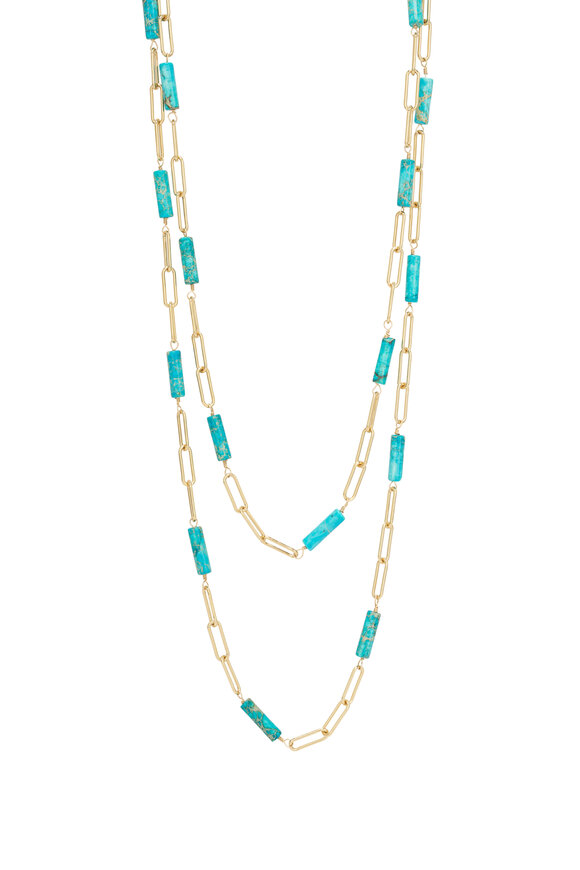 Cristina V. Turquoise Barrel Safety Pin Necklace - view 1