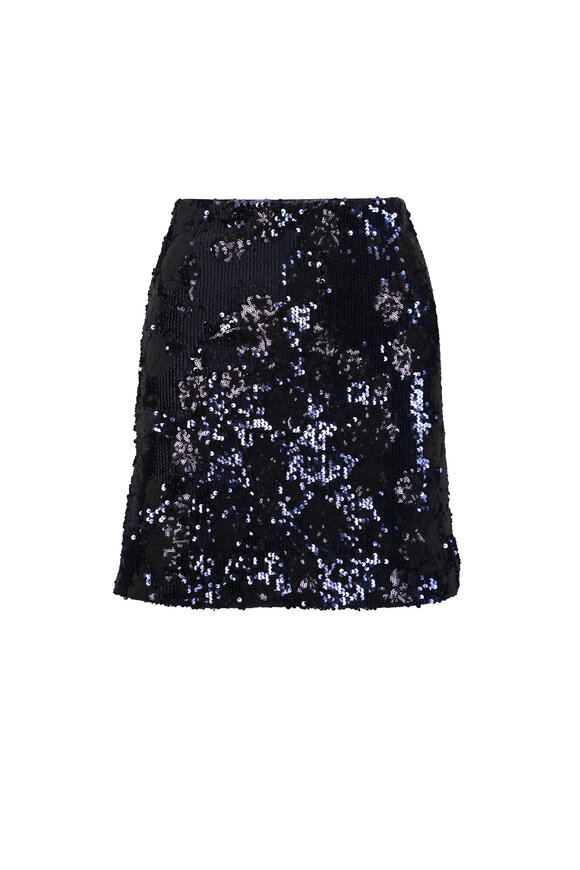 Dorothee Schumacher Shimmering Attraction Dark Navy Sequin Mini Skirt