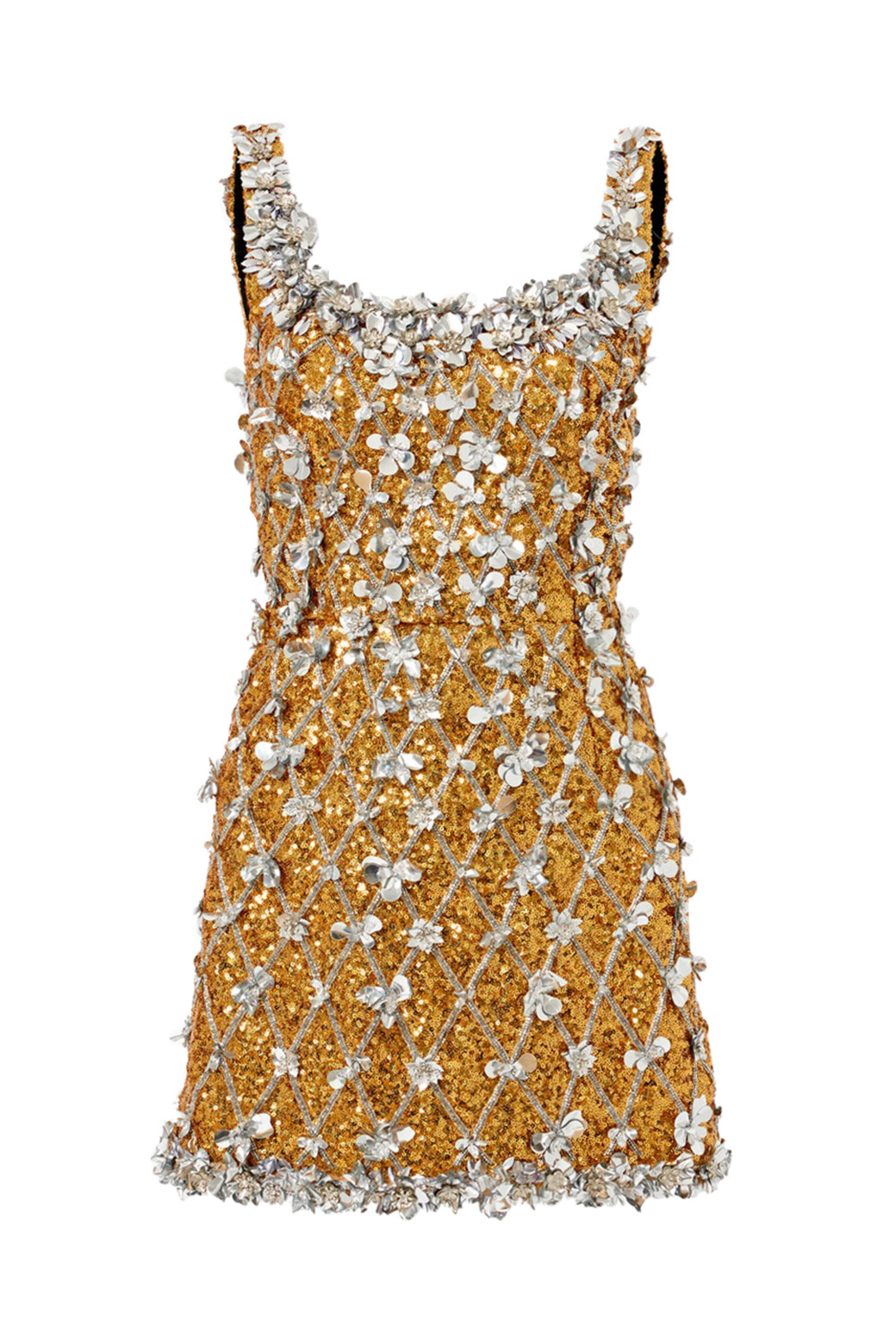 Carolina Herrera - Gold Sequin Embellished Mini Dress