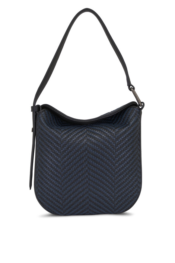 Akris Little Anna Atlantic & Black Braided Leather Hobo