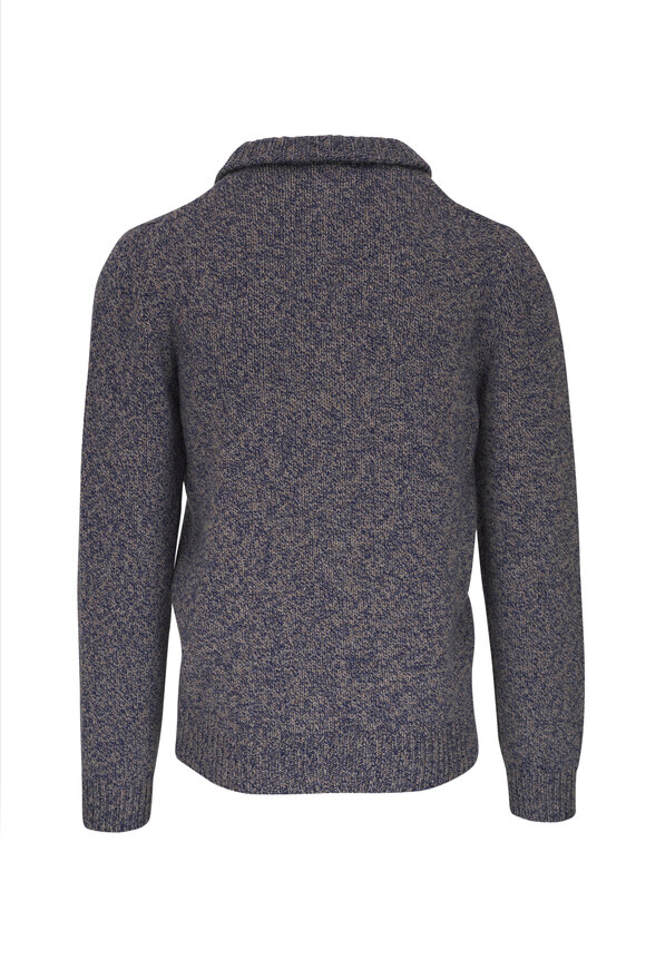 Isaia - Blue & Tan Marbled Cashmere Sweater 