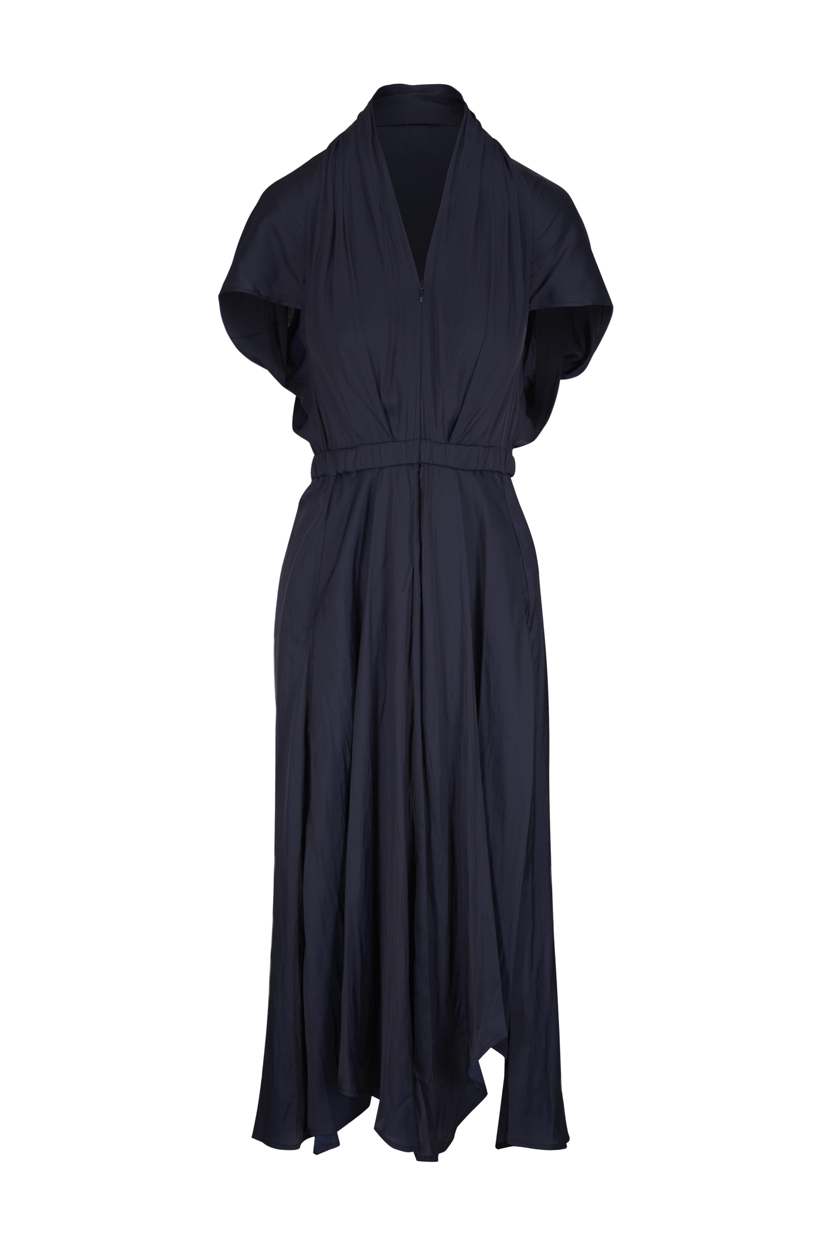 Zero + Maria Cornejo - Maki Wave Navy Midi Dress