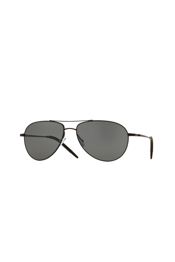 Oliver Peoples - Benedict Black Chrome Polarized Sunglasses