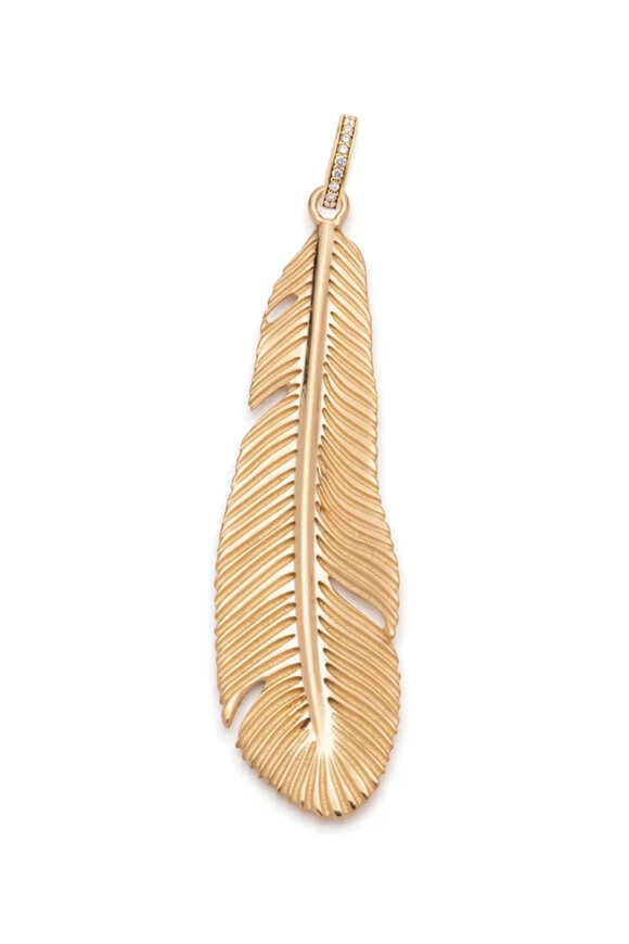 Foundrae 18k Yellow Gold Feather Large Pendant