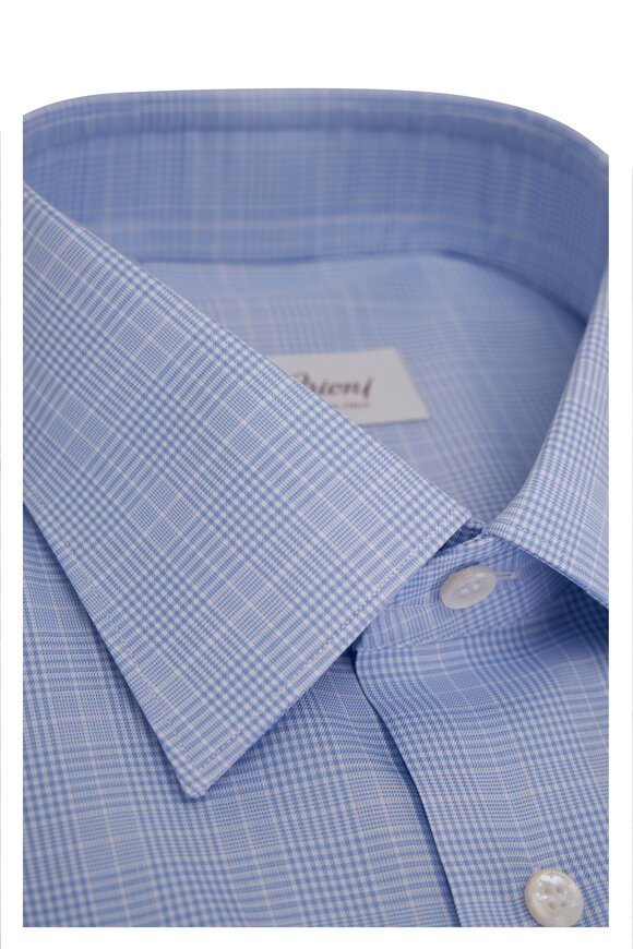 Brioni - Blue Plaid Cotton Dress Shirt 