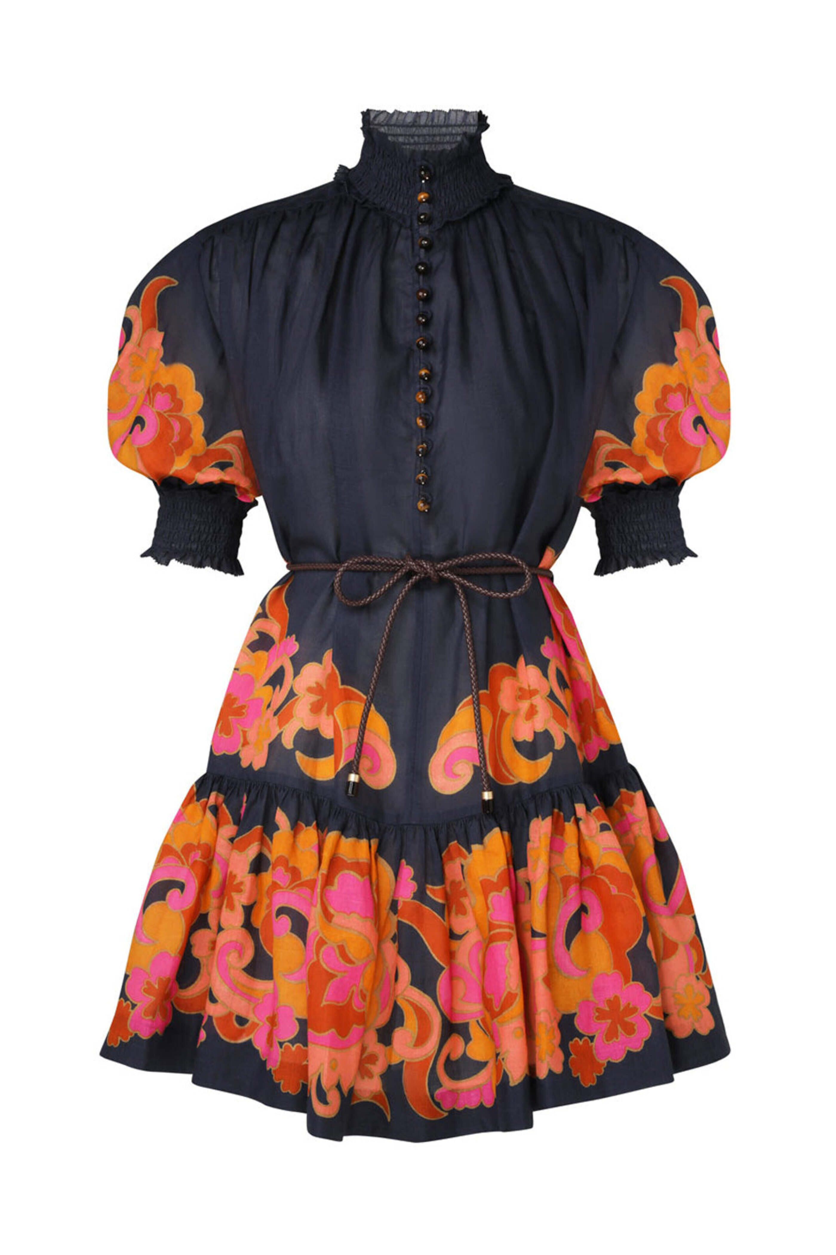 Zimmermann Navy Paisley Acadian Lantern Mini Dress