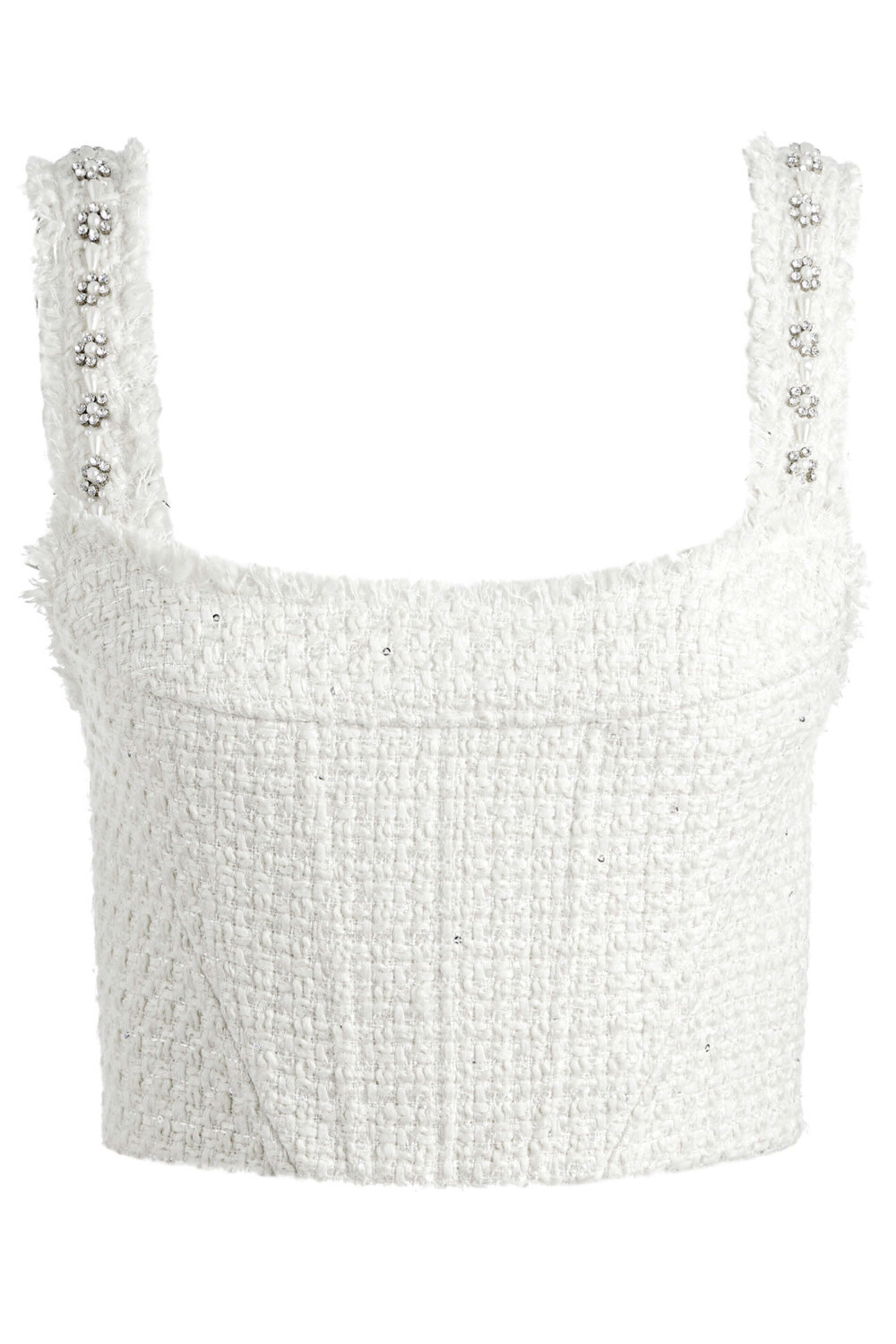 Alice & Olivia - Off White Embellished Vicenta Corset
