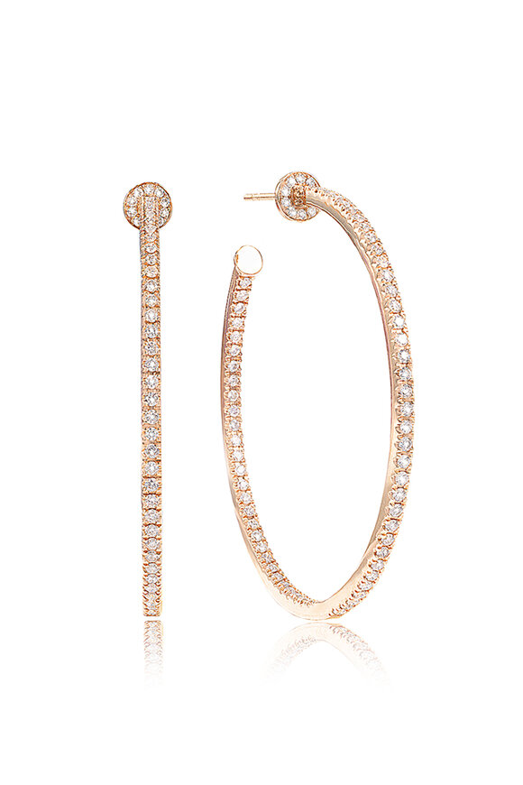 Nam Cho 18-karat Rose Gold Diamond Hoop Earrings - view 1