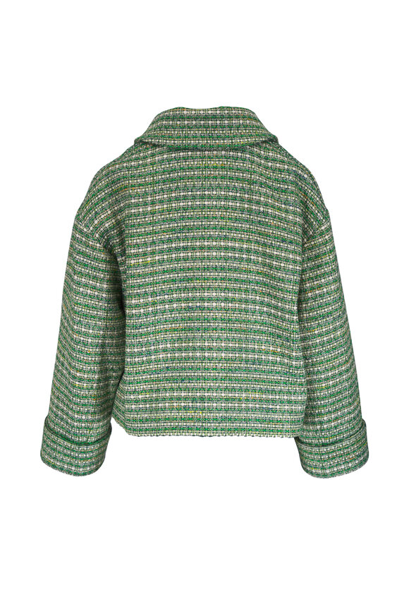 Carolina Herrera Green Multicolor Tweed Cropped Boxy Jacket - view 5