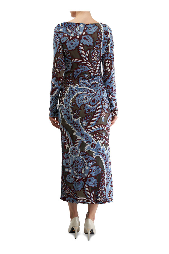 Etro - Blue Floral Printed Midi Dress 