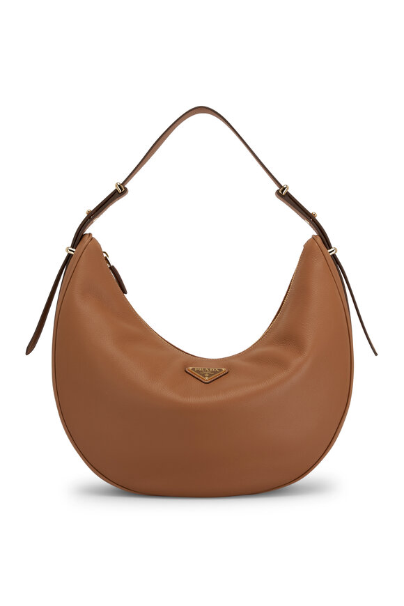 Prada - Large Arque Caramel Leather Shoulder Bag