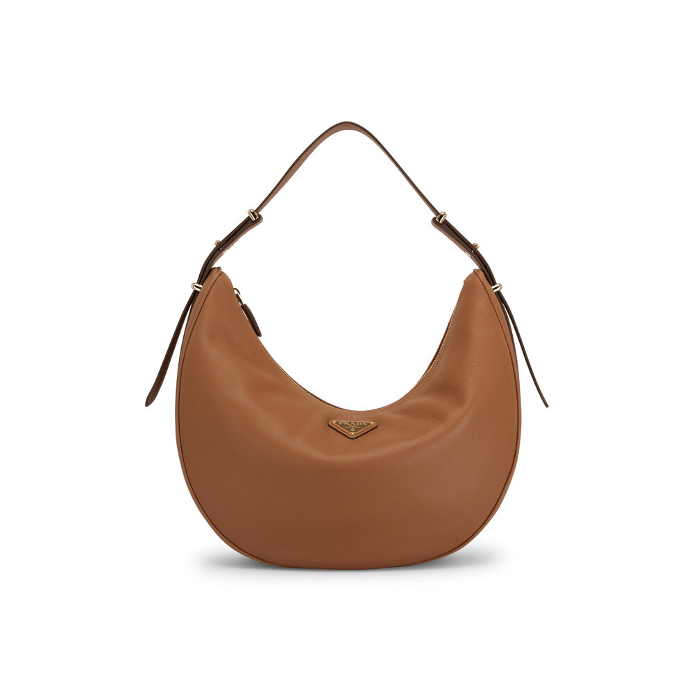 【関税&送料込】Prada Caramel Leather Big Arqua¨ Handbag Prada - Large Arque Caramel Leather Shoulder Bag