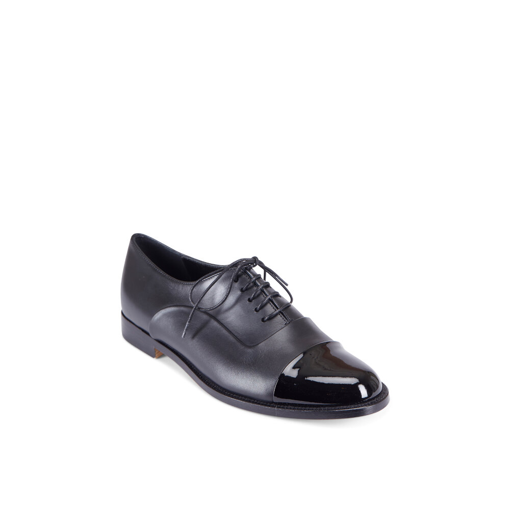 Manolo Blahnik - Rodita Black Patent Leather Captoe Derby