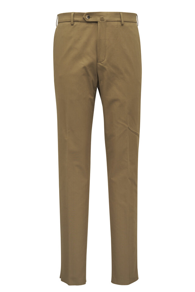 Brunello Cucinelli - Brown Stretch Cotton Flat Front Pant