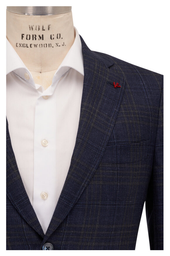 Isaia - Capri Blue Windowpane Plaid Sportcoat