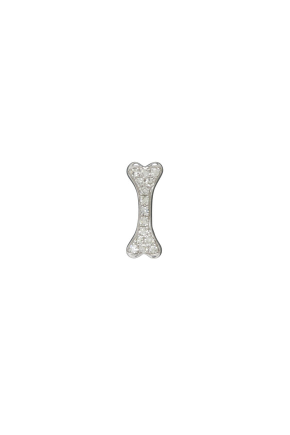 Kai Linz - 14k White Gold Pavé Dog Bone Post Earrings