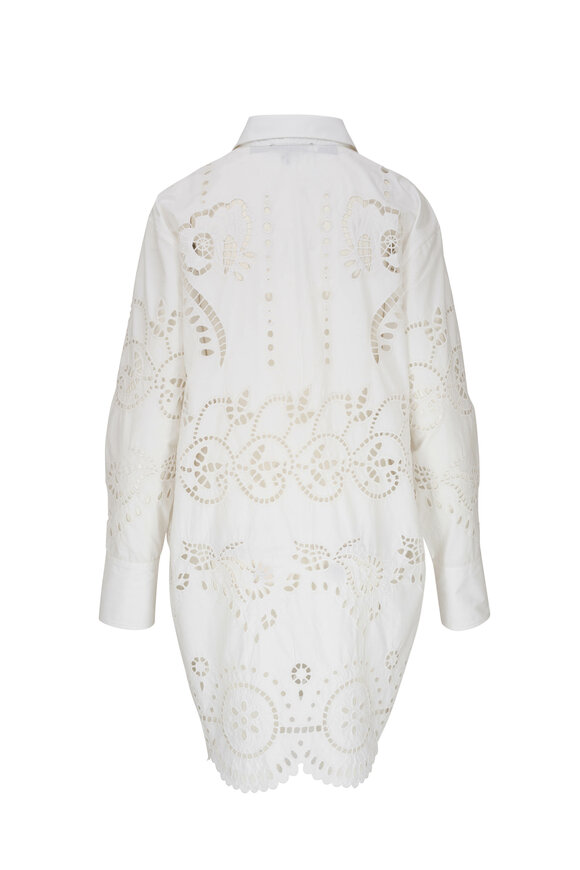 Nili Lotan - Mathilde White Embroidered Poplin Dress 