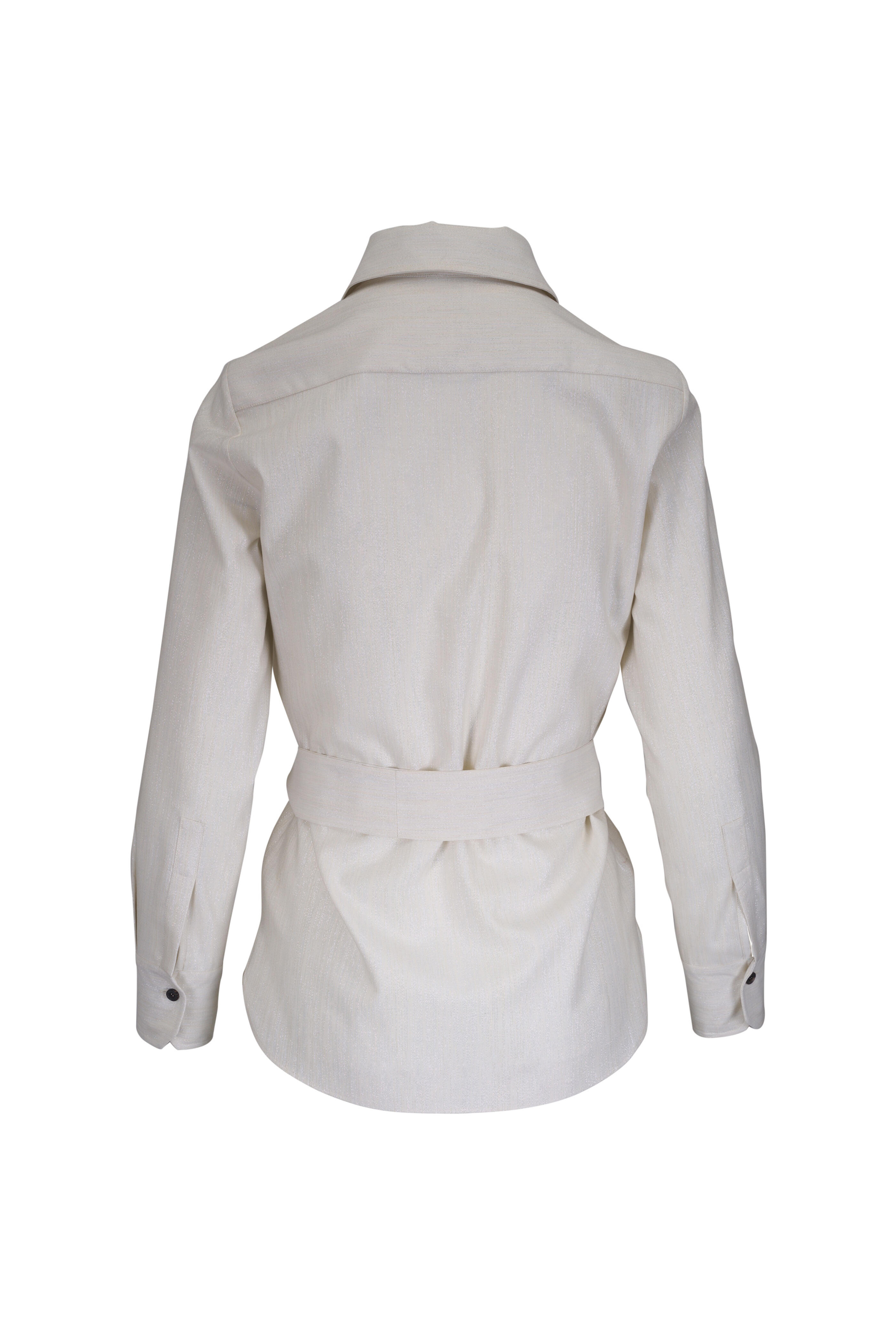 Kiton - Cream Wool Lurex Sheen Blouse