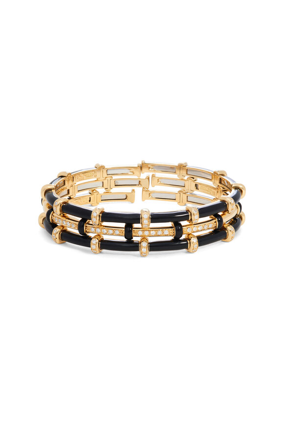 Sidney Garber 18k Yellow Gold Enamel Diamond Carly Bracelet - view 2