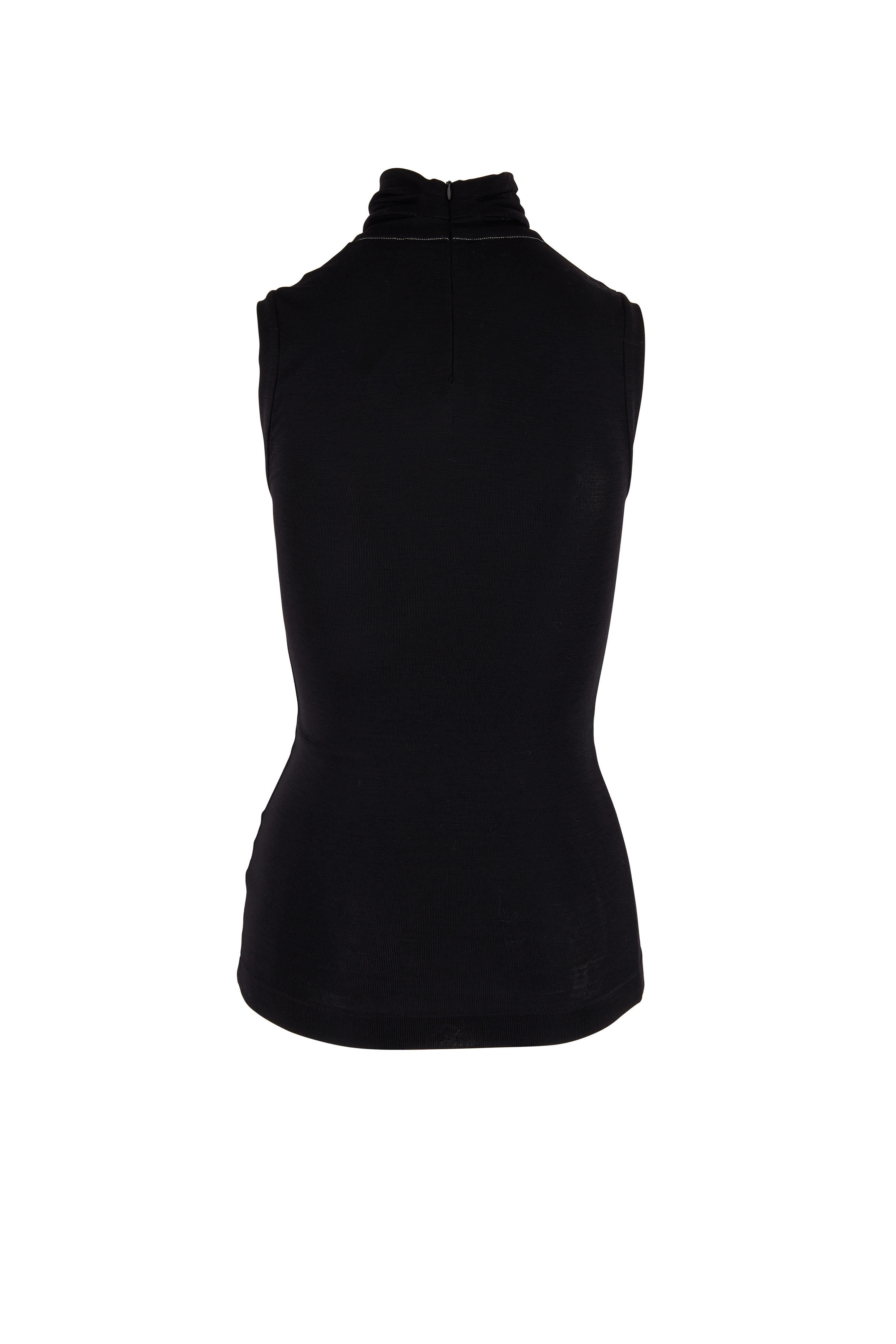 Brunello Cucinelli - Black Stretch Wool Sleeveless Turtleneck