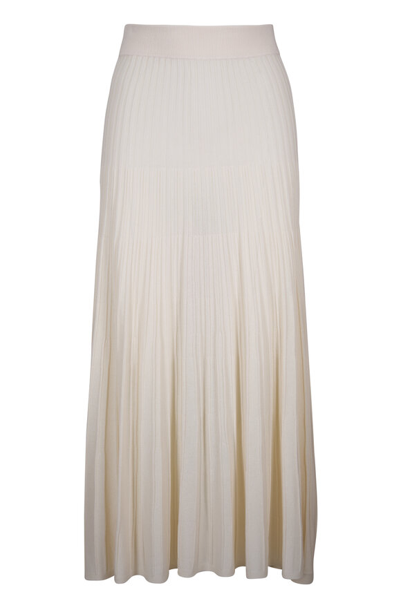 TWP Ivory Stretch Knit Pleated Midi Skirt - view 1