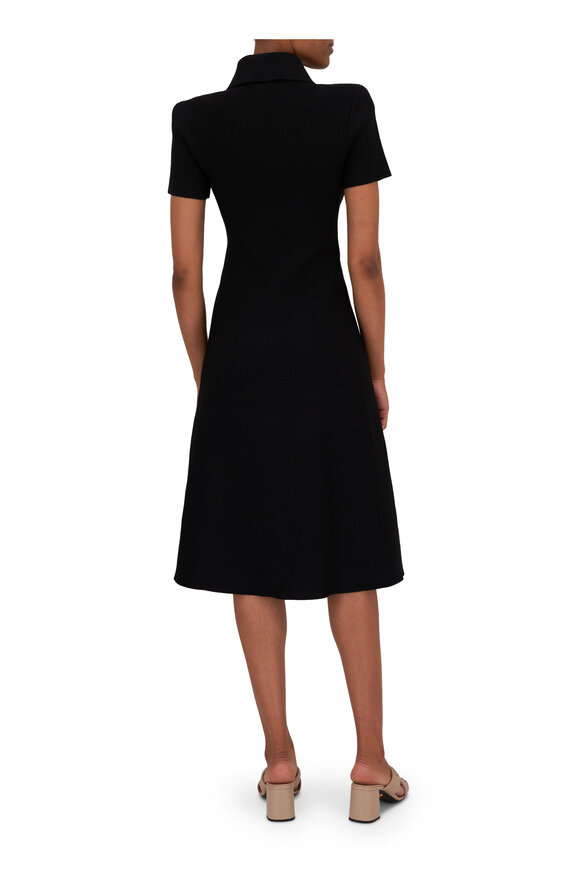 Scanlan Theodore - Black Crepe Knit Zip Shirtdress 