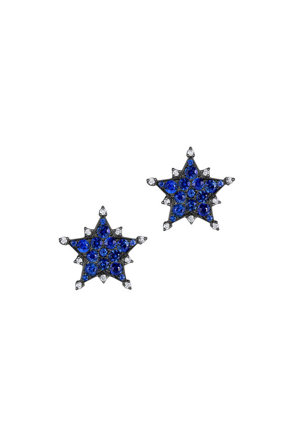 Nam Cho - White Gold Sapphire Diamond Star Earrings