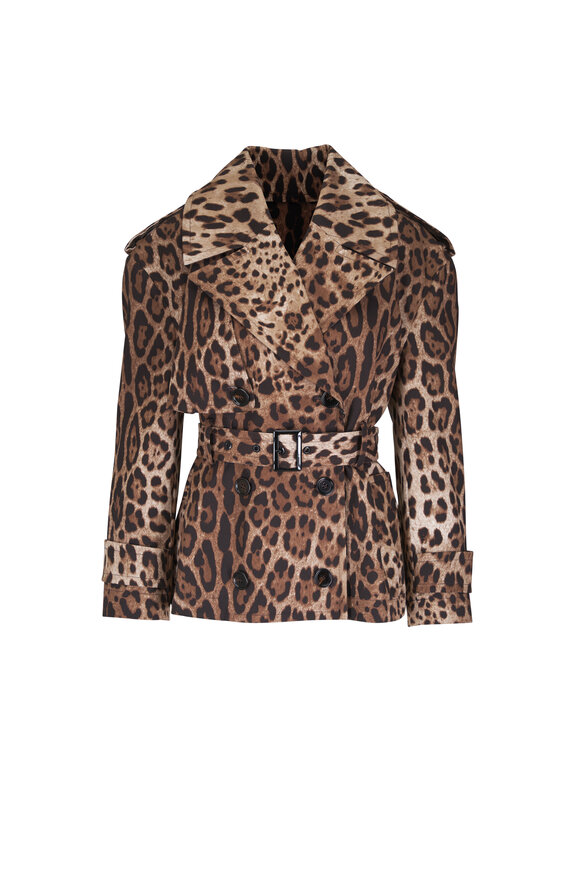 Dolce & Gabbana Animal Print Cotton Short Trench Coat - view 1