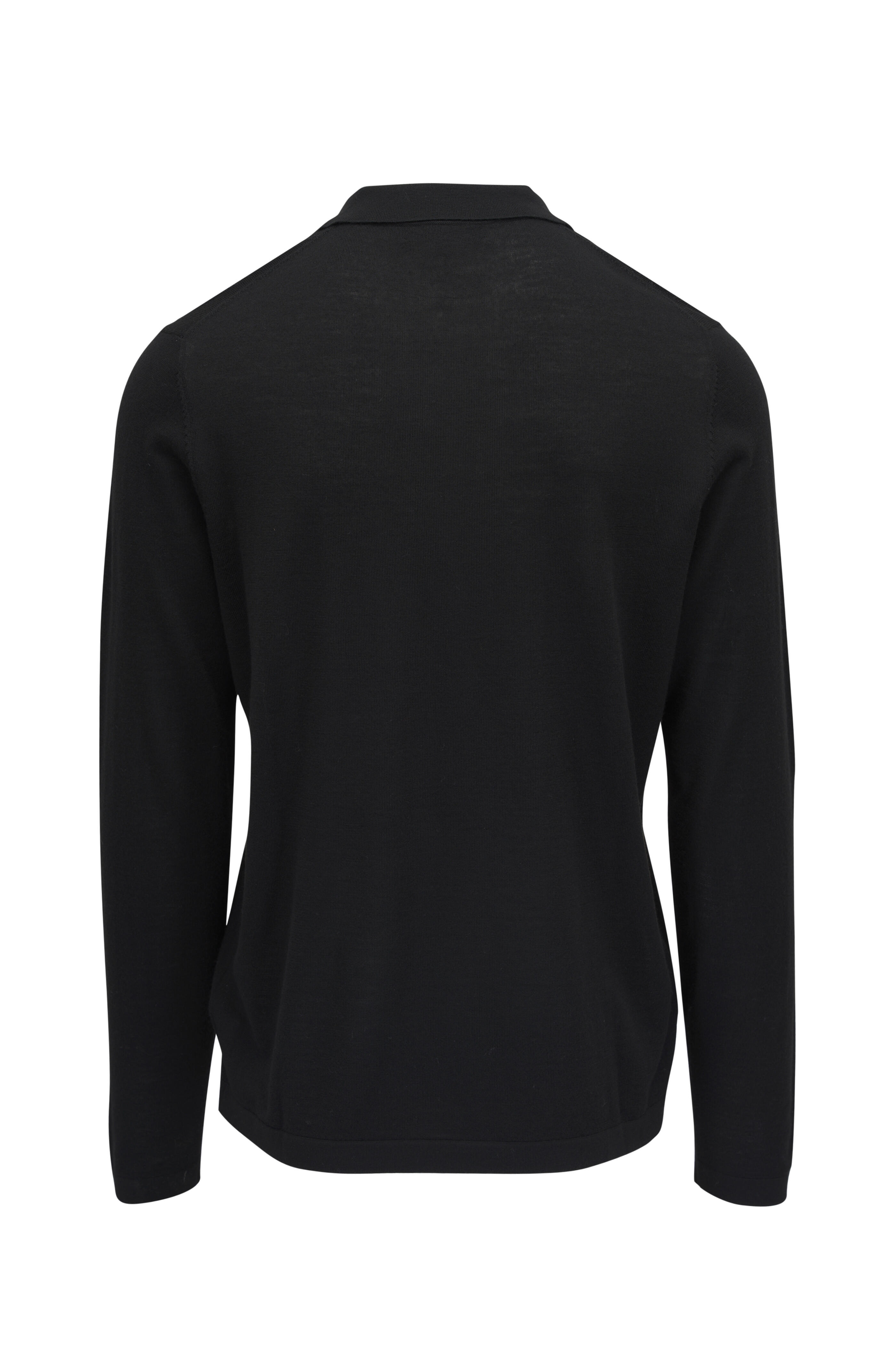 Patrick Assaraf - Black Merino Quarter-Zip Polo Sweater - view 4