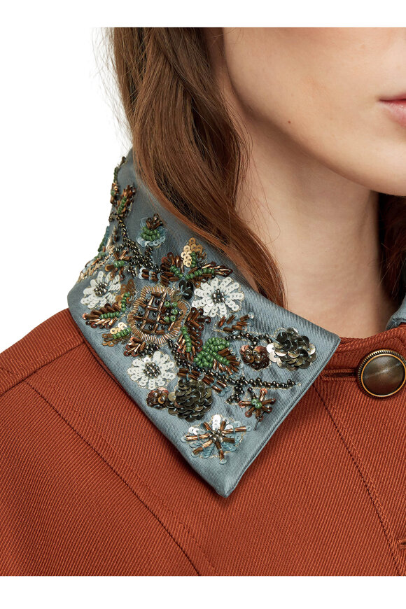 Veronica Beard Laramie Rust Beaded Collar Tailored Dickey Jacket - view 4
