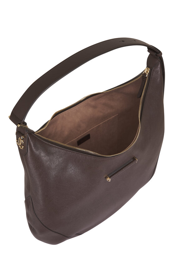 Jimmy Choo Medium Bar Chocolate Leather Hobo - view 5