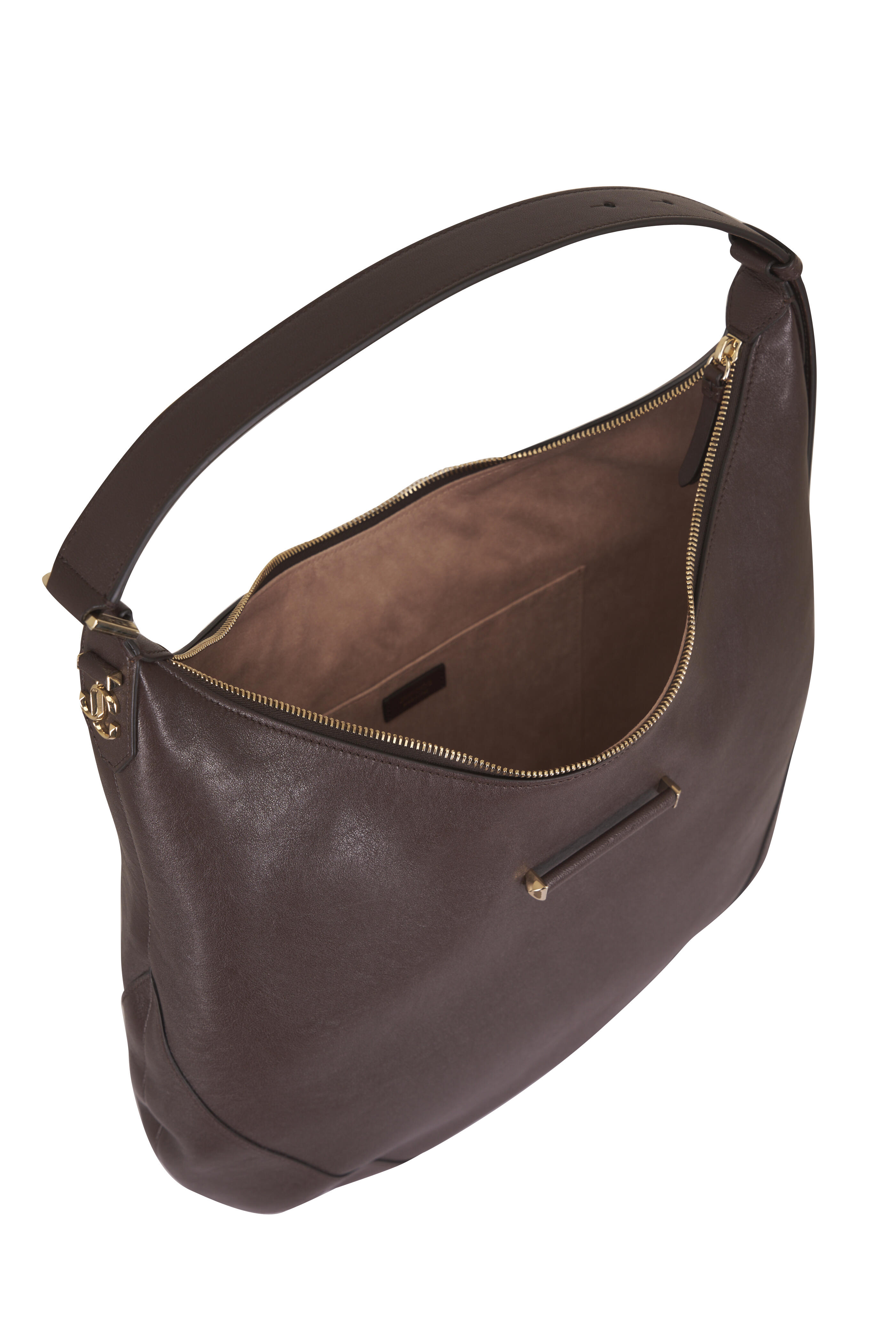 Jimmy Choo - Medium Bar Chocolate Leather Hobo - view 5