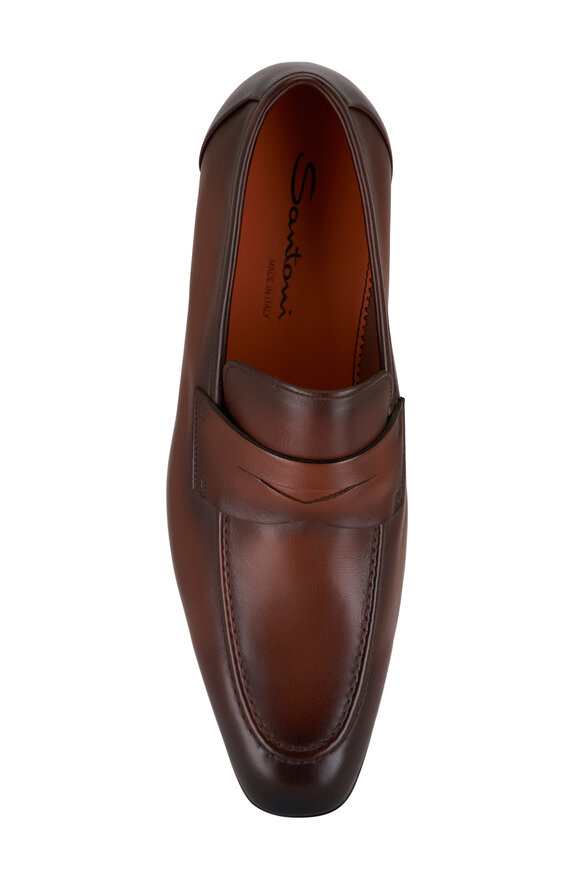 Santoni - Gannon Brown Leather Penny Loafer