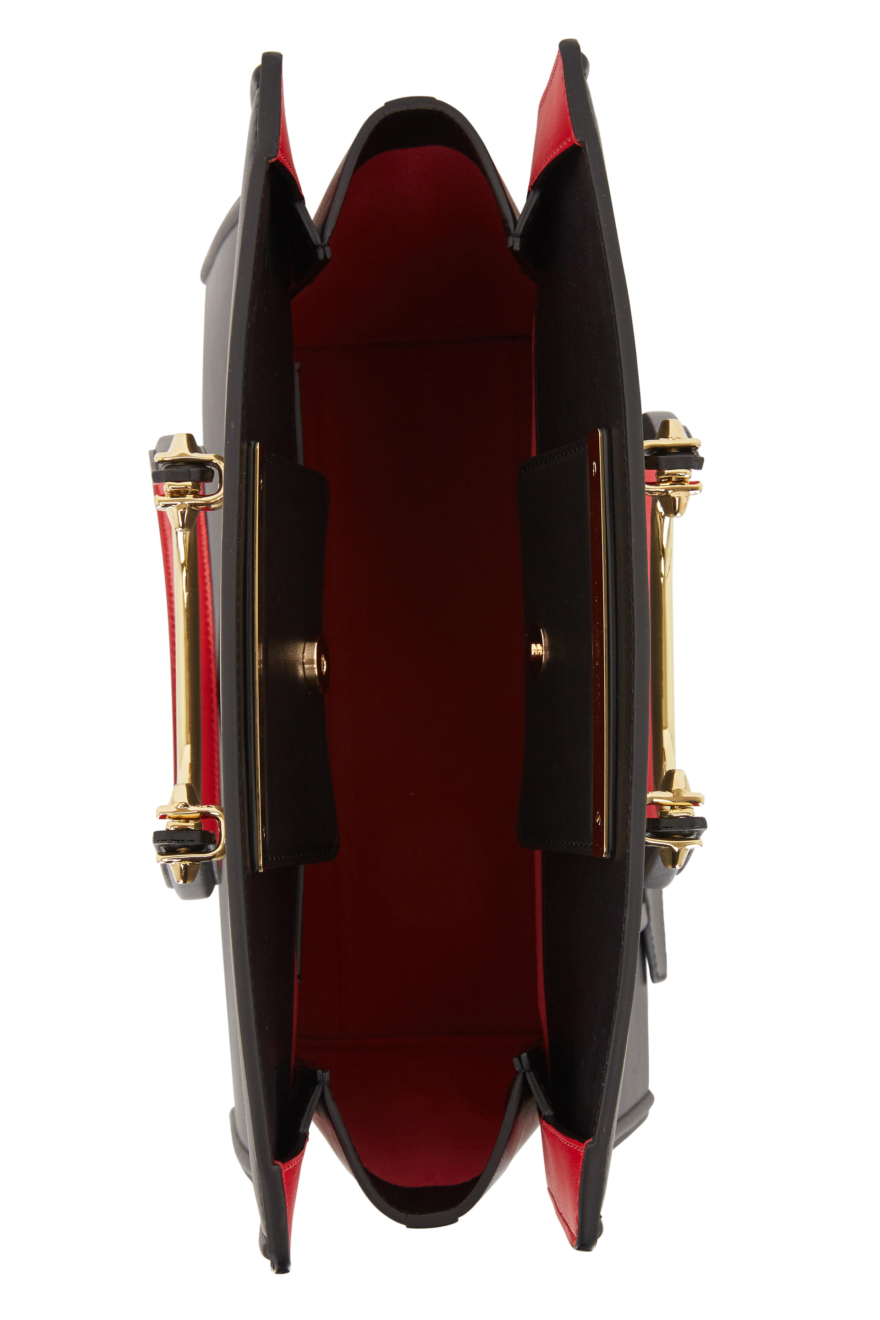 McQueen - The Tall Story Black & Red Leather Large Tote