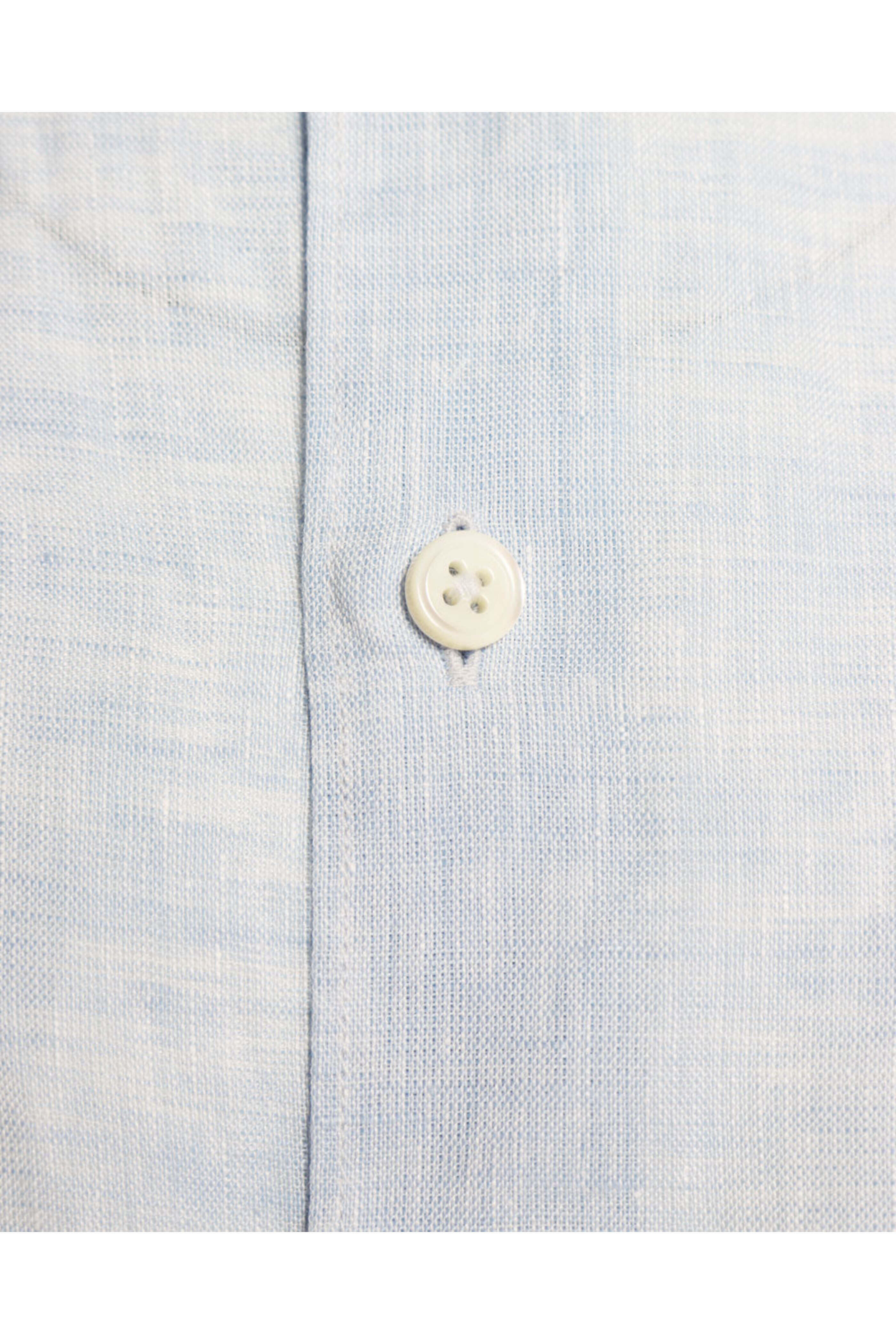 Zegna - Heathered Blue Linen Short Sleeve Sportshirt
