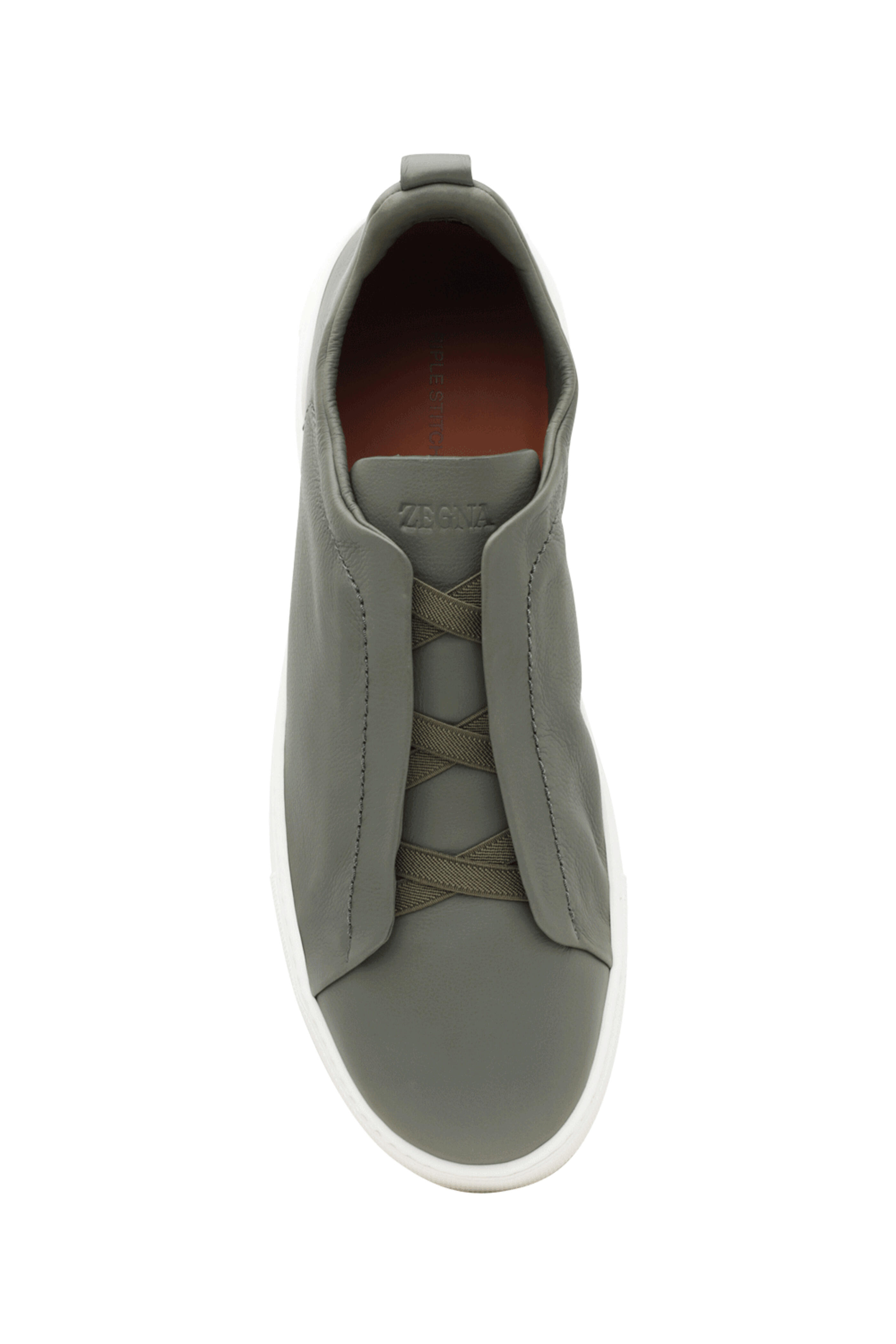Zegna - Leather Triple Stitch Sneaker in Sage