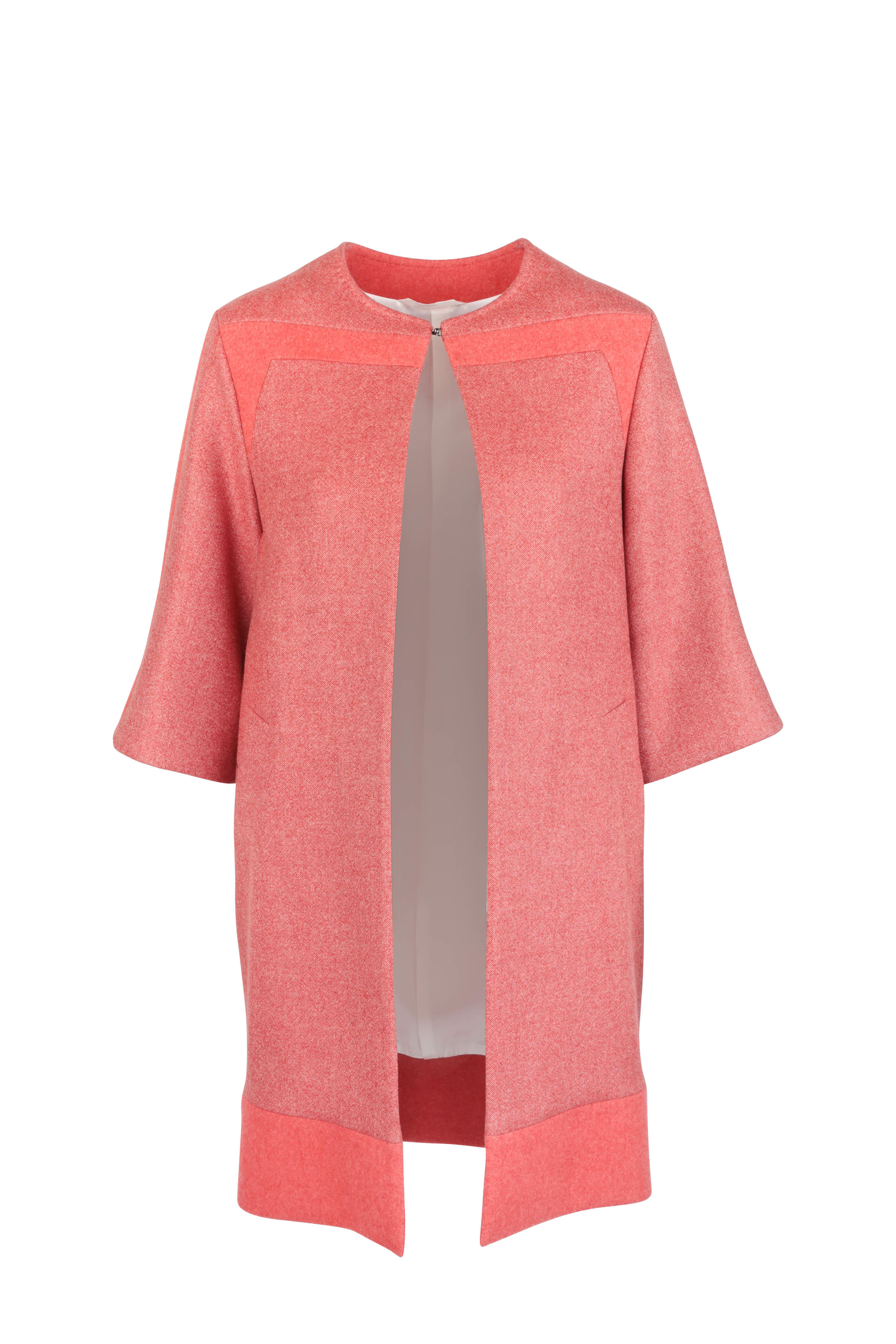 Kiton - Red Wool Three-Quarter Sleeve Coat